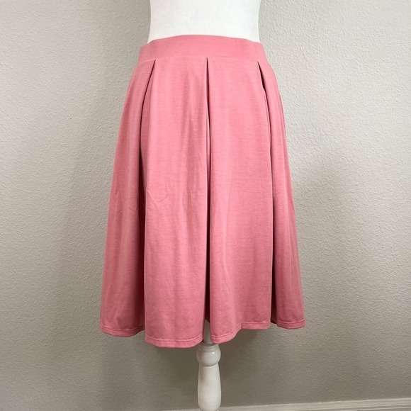 Lularoe Madison Skirt Women's Size S Pink Pull On Pleated Pockets Simple Modest - Picture 3 of 5